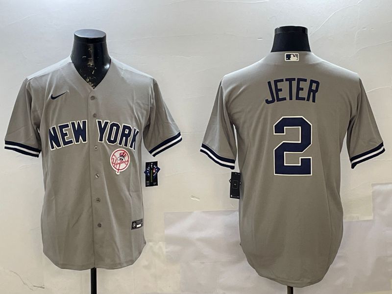 Men New York Yankees #2 Jeter Grey Game 2025 Nike MLB Jersey style 3->new york yankees->MLB Jersey
